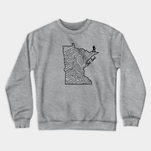 Get Lost Hiking Topographic Art Hike Minnesota State Map Crewneck Sweatshirt